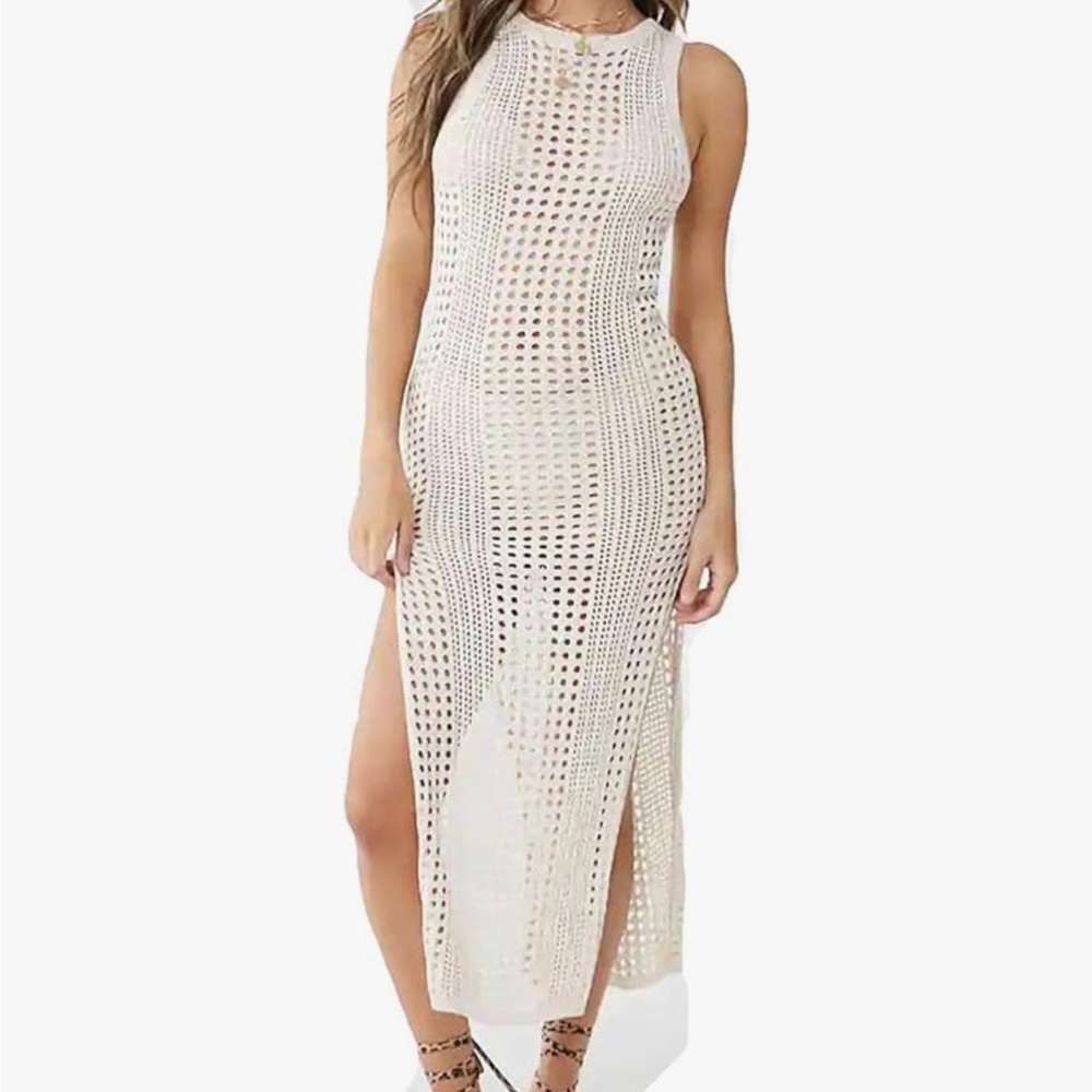 Cream Crochet Swimsuit Coverup